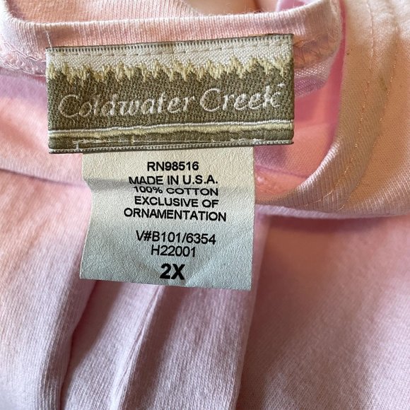 90s Vintage Coldwater Creek Pastel Pink 100% Cotton Short Sleeve Maxi Dress 2X - Picture 7 of 7